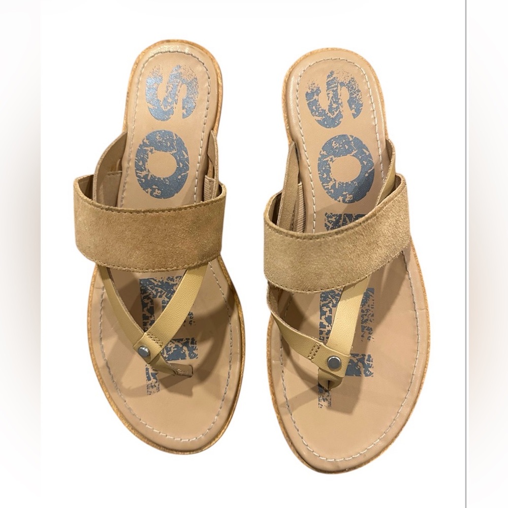 Neutral Tan Suede Strap Thong Sandals